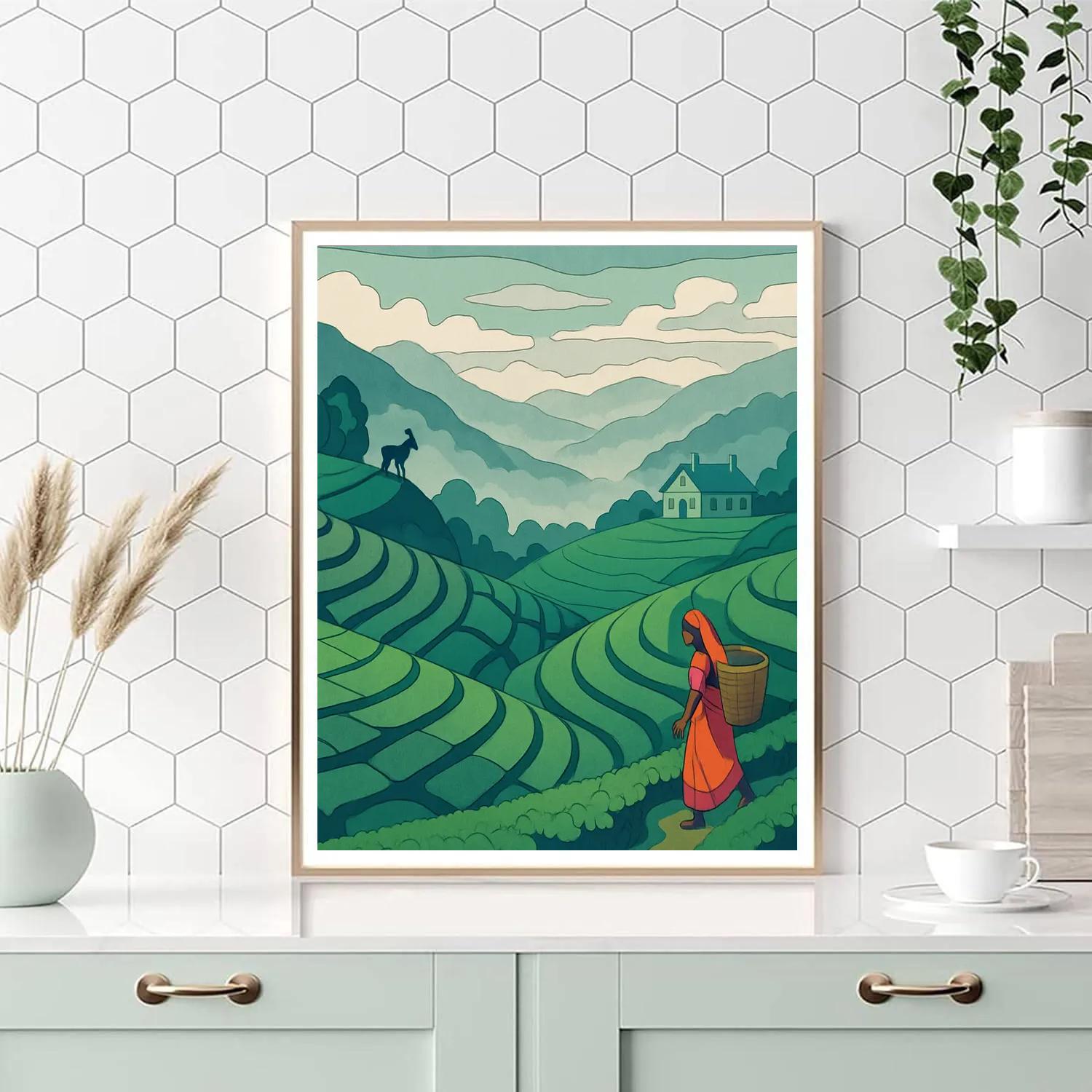 Monsoon Tea Terraces Of India Numbered painting kits