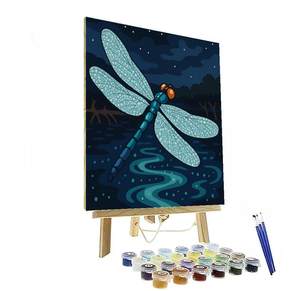 Dragonfly Over Mangrove Starlit Lagoon Painting by numbers kit