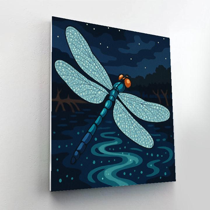 Dragonfly Over Mangrove Starlit Lagoon Painting by numbers kit