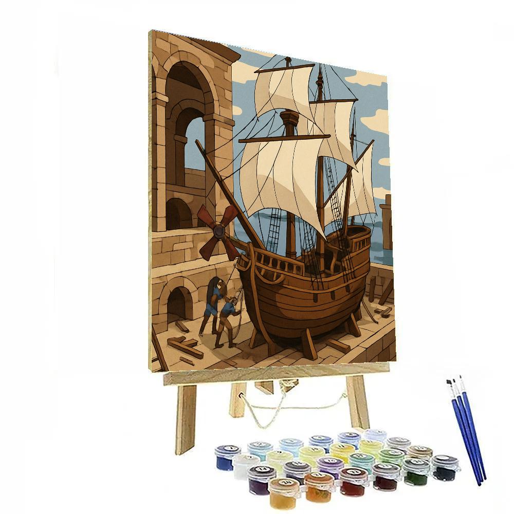 Wind Clockwork In Ship Dry Dock paint by number