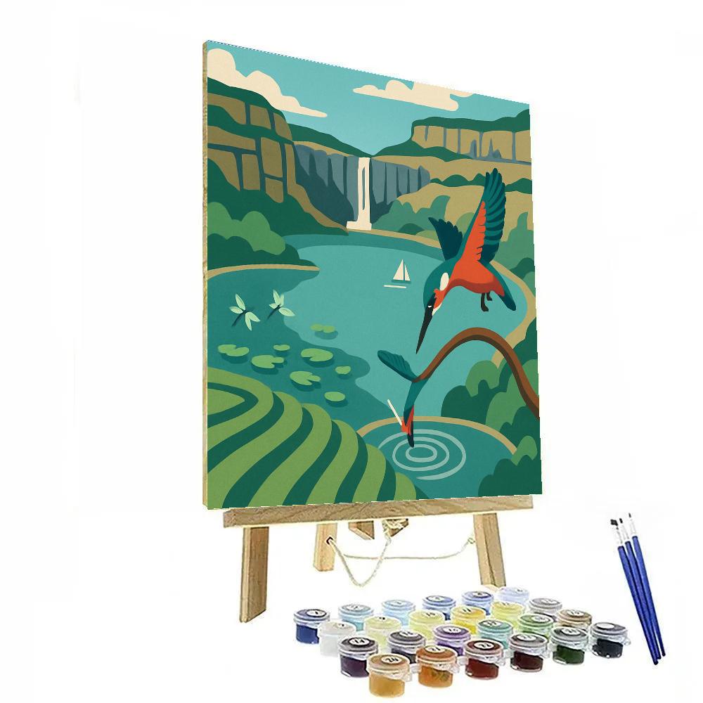 Cliffside Tea Garden With Hidden Lake Paint by numbers kits