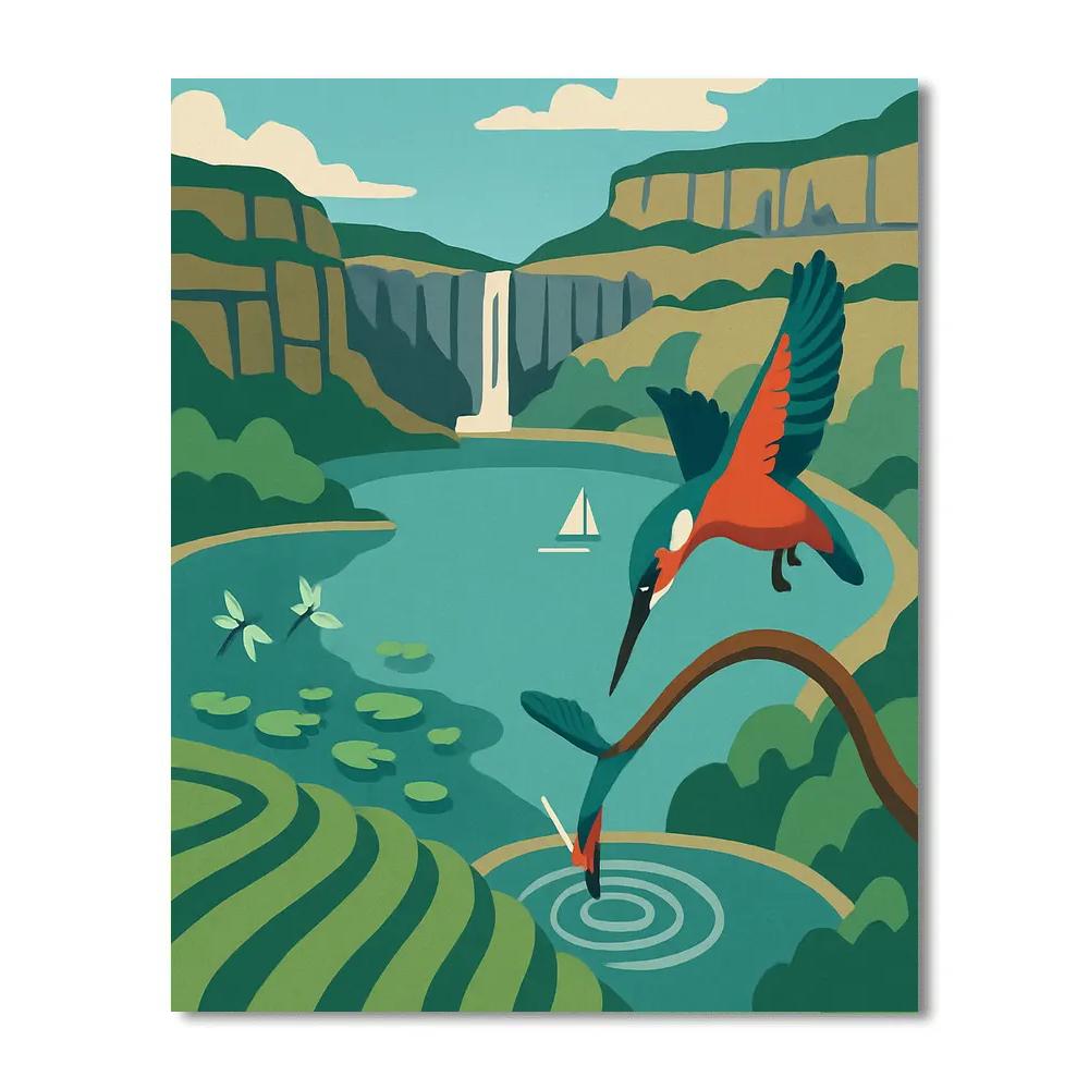 Cliffside Tea Garden With Hidden Lake Paint by numbers kits