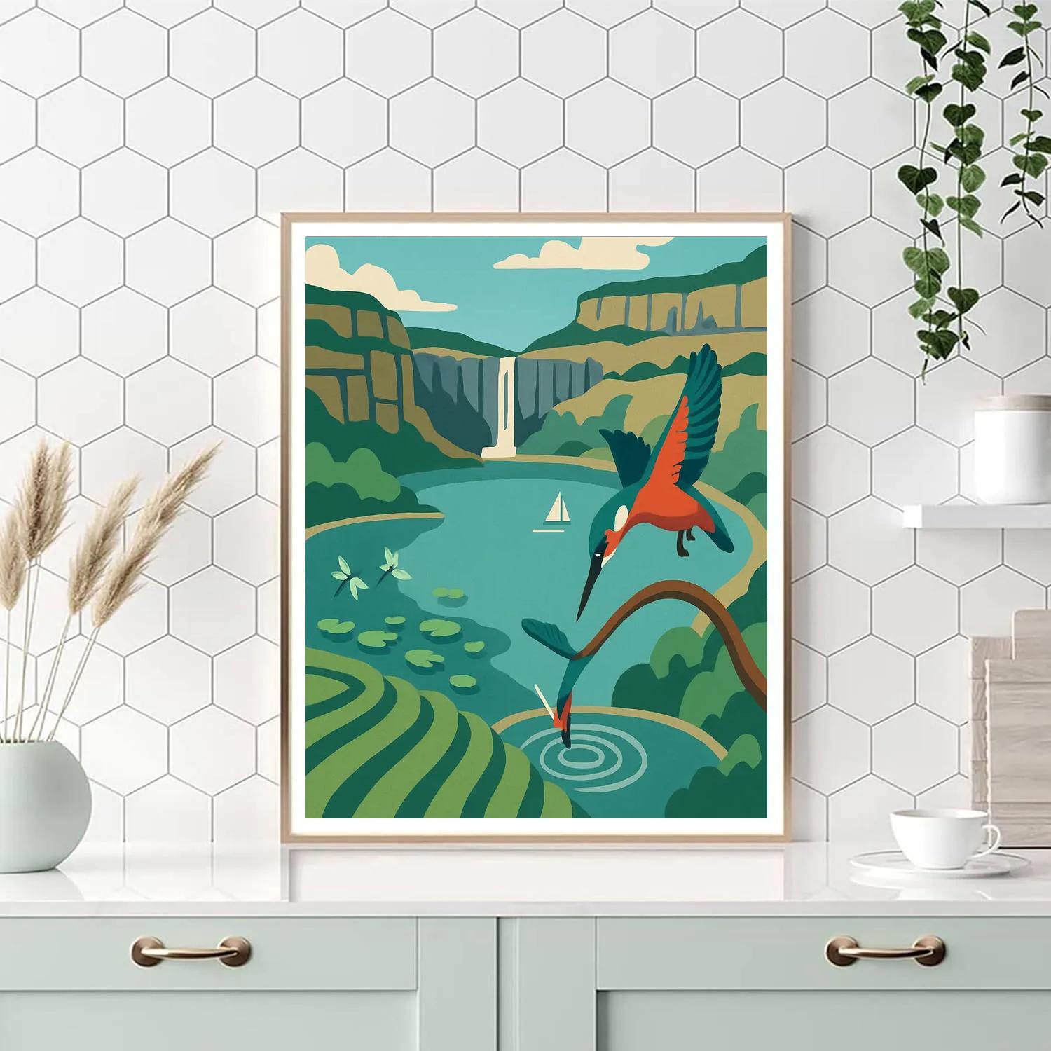 Cliffside Tea Garden With Hidden Lake Paint by numbers kits