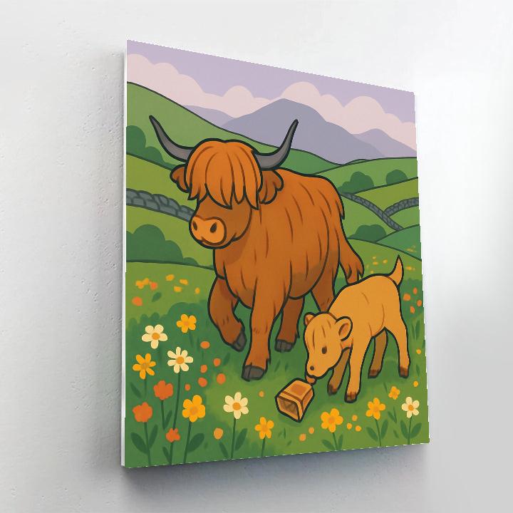 Highland Meadow With Cowbell Cow Paint by numbers kits