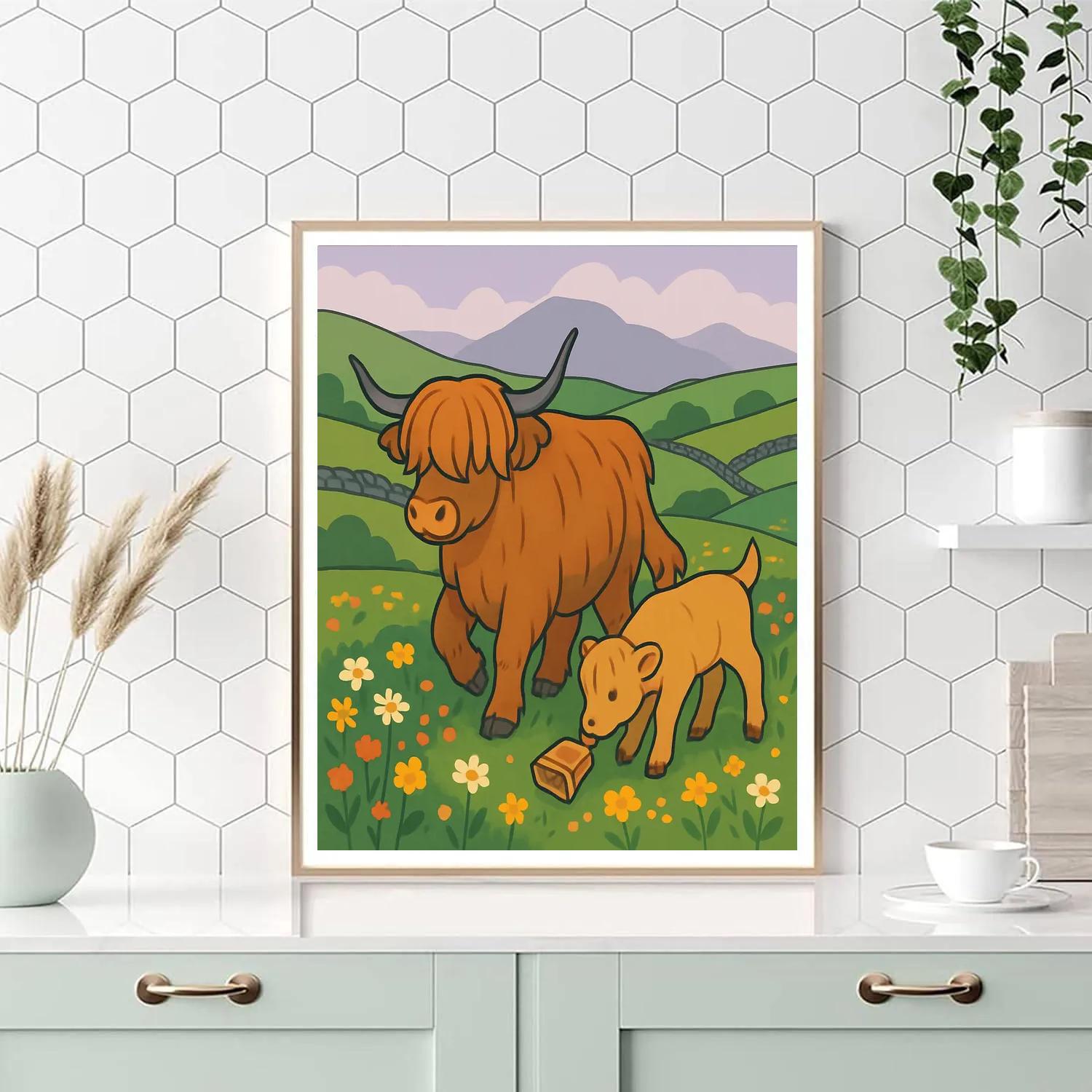 Highland Meadow With Cowbell Cow Paint by numbers kits