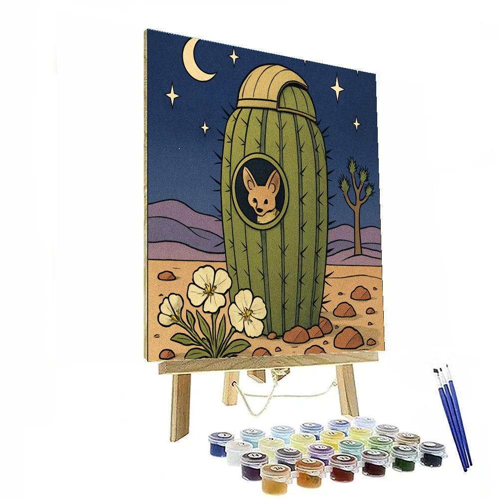 Cactus Observatory In Desert Twilight paint by number