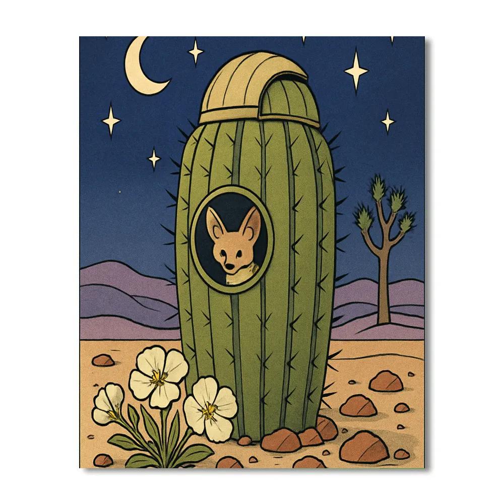 Cactus Observatory In Desert Twilight paint by number