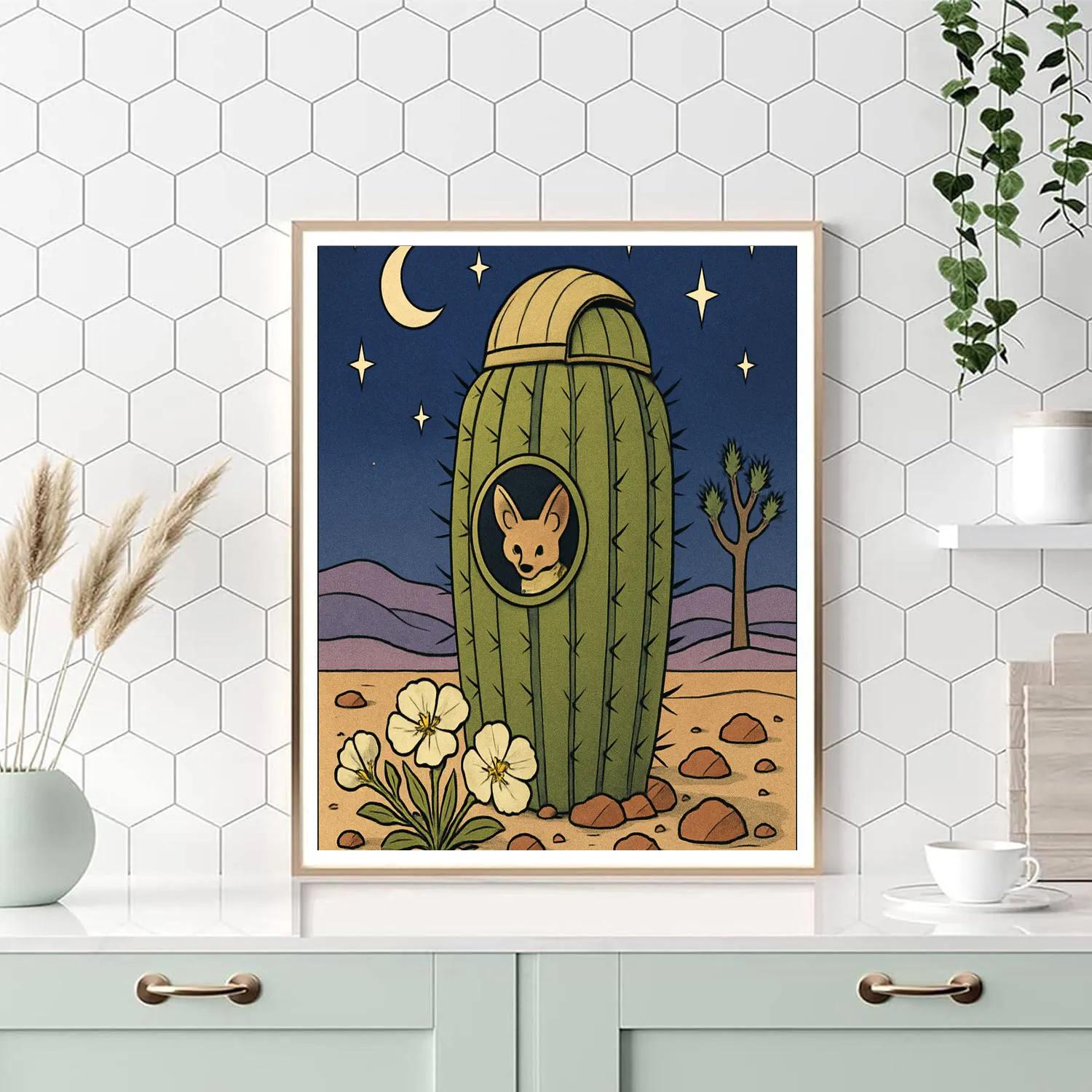 Cactus Observatory In Desert Twilight paint by number