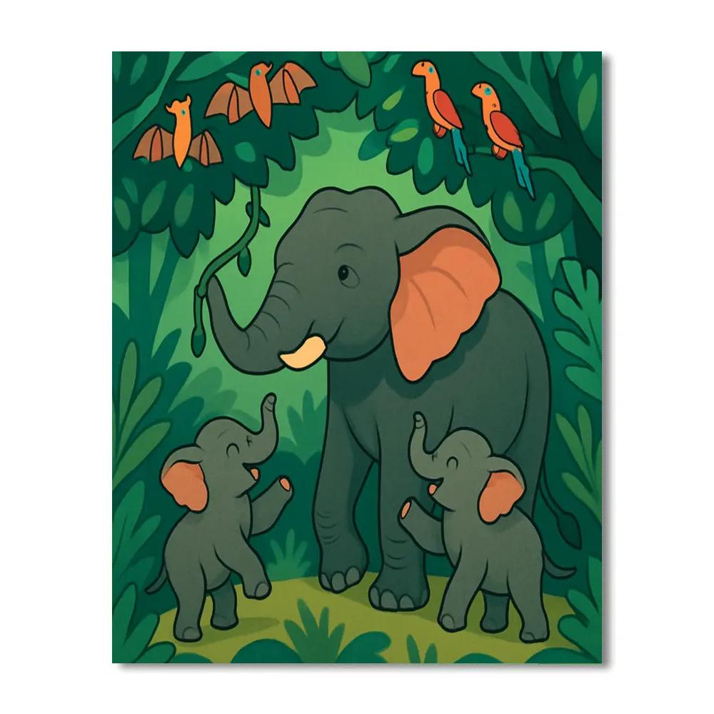 Canopy Chorus With Elephant Matriarch DIY paint by numbers