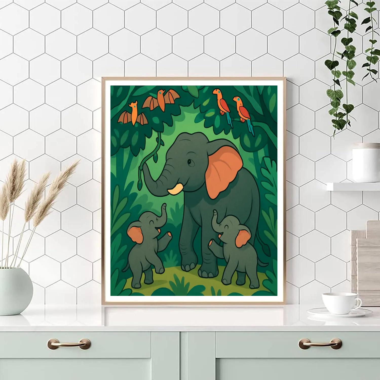 Canopy Chorus With Elephant Matriarch DIY paint by numbers