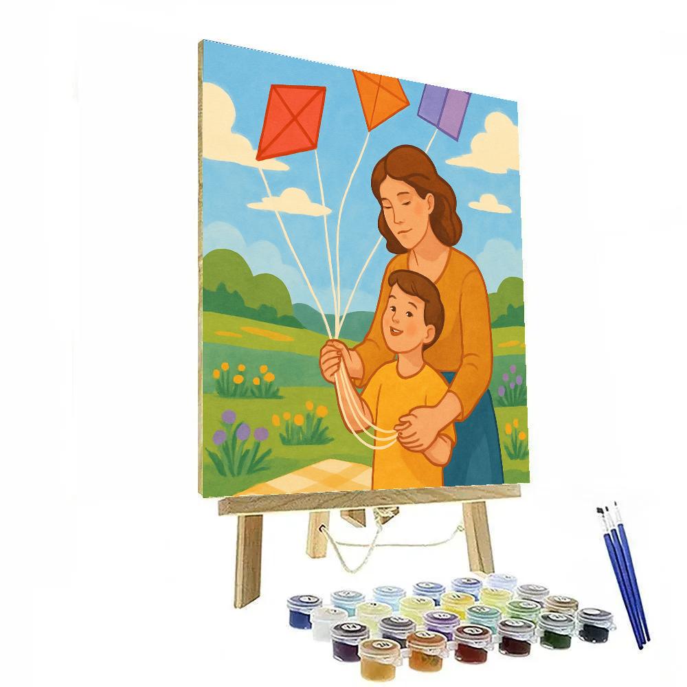Kite Strings With Mother In The Meadow Paint by numbers art
