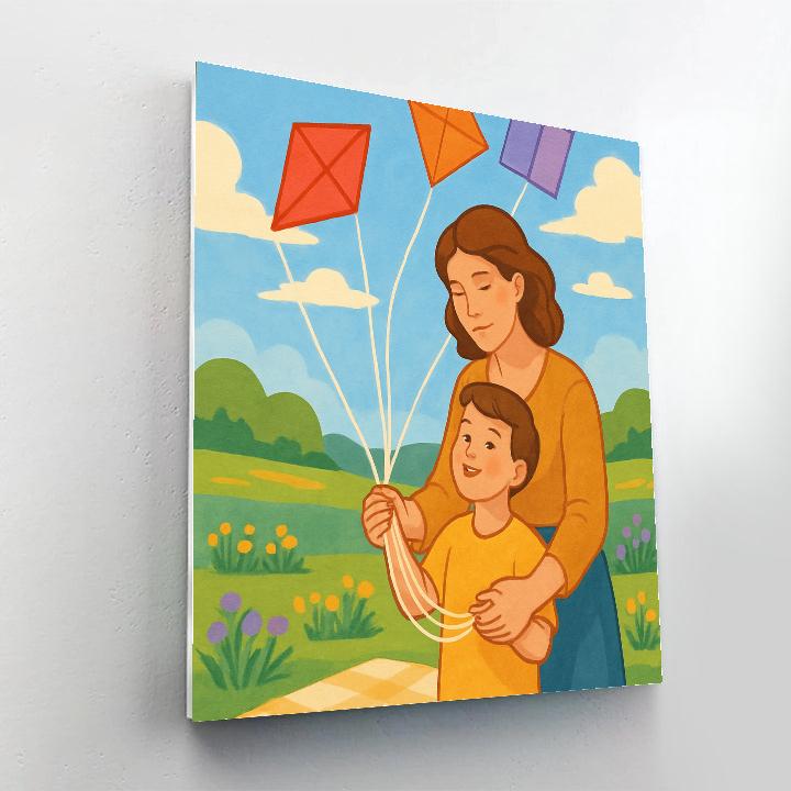 Kite Strings With Mother In The Meadow Paint by numbers art
