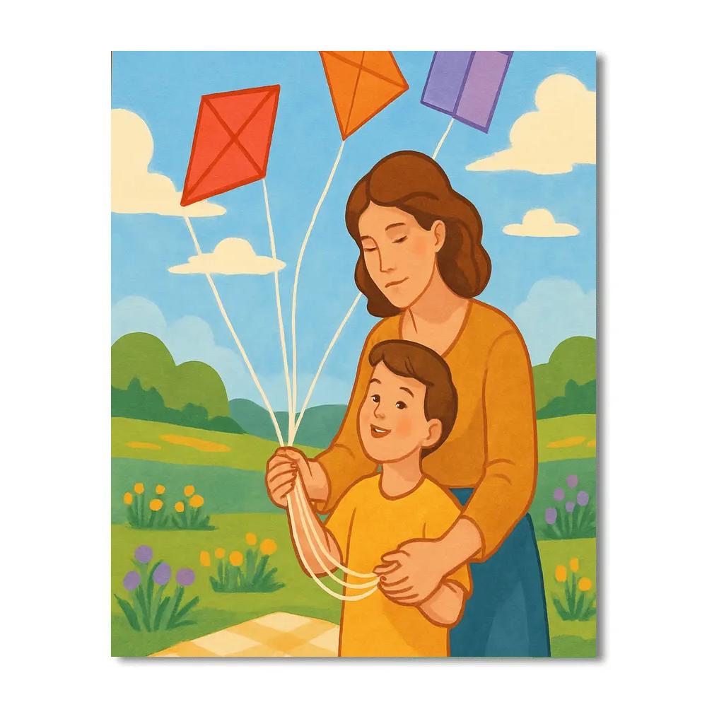 Kite Strings With Mother In The Meadow Paint by numbers art