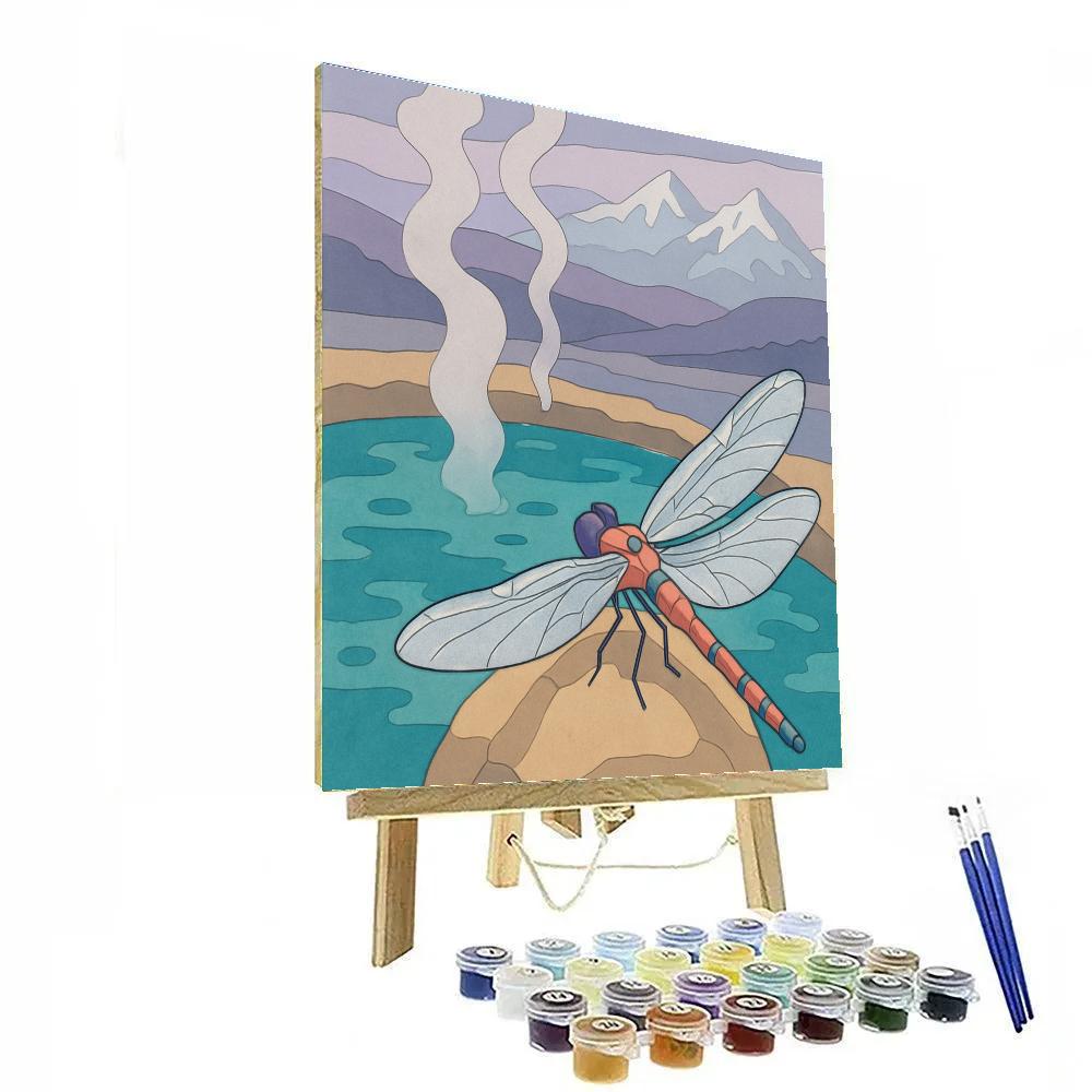 Hot Spring Mist With Dragonfly Glimmer paint by number