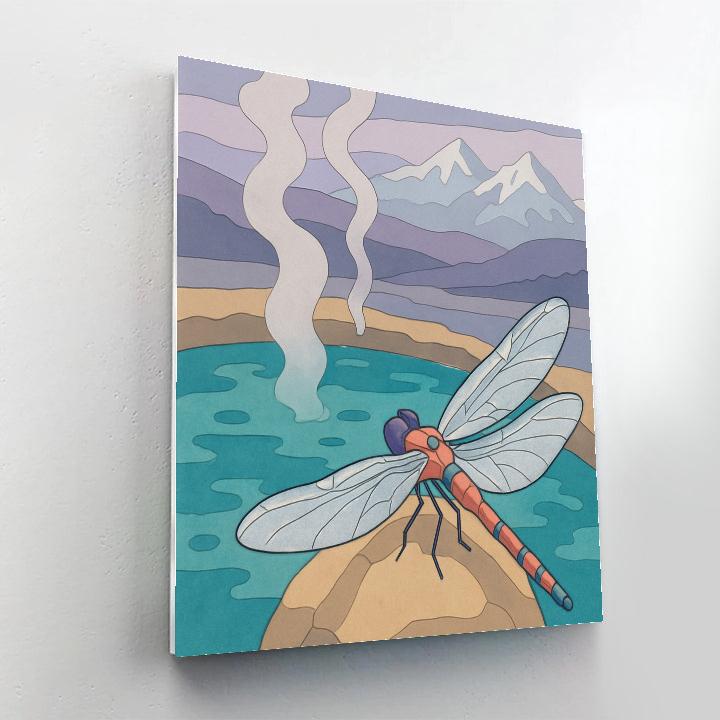 Hot Spring Mist With Dragonfly Glimmer paint by number