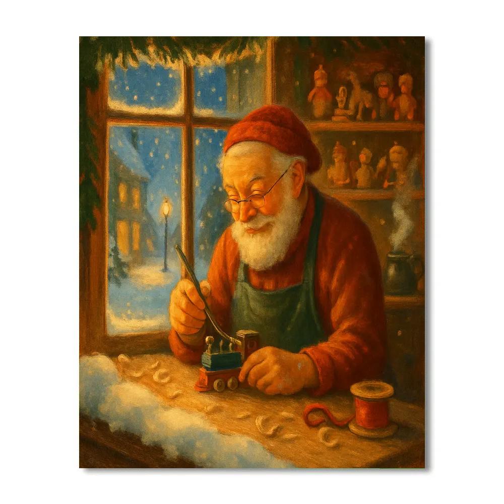 Toymakers Workshop Window Glow paint by numbers