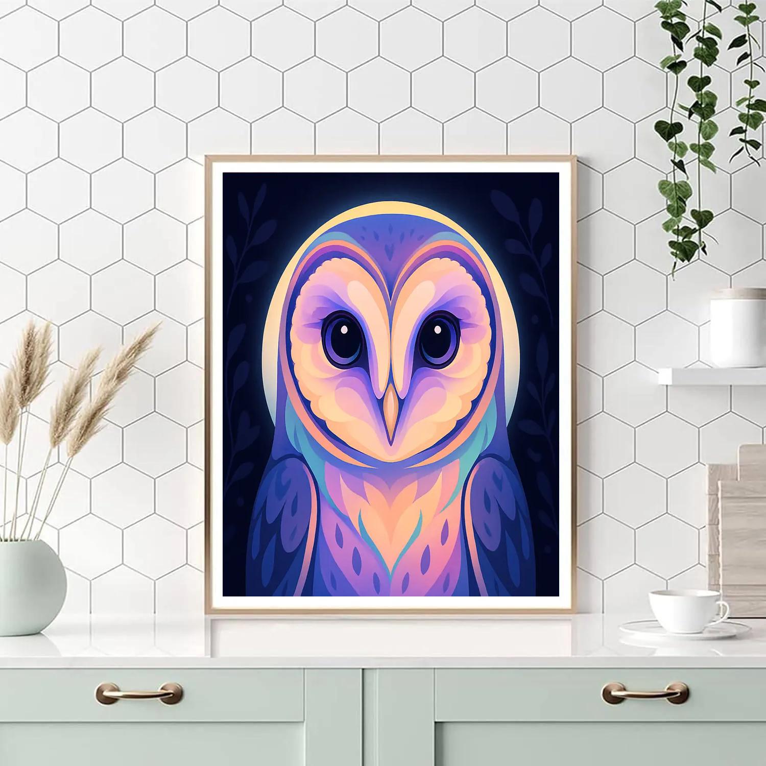 Midnight Bloom Barn Owl paint by numbers