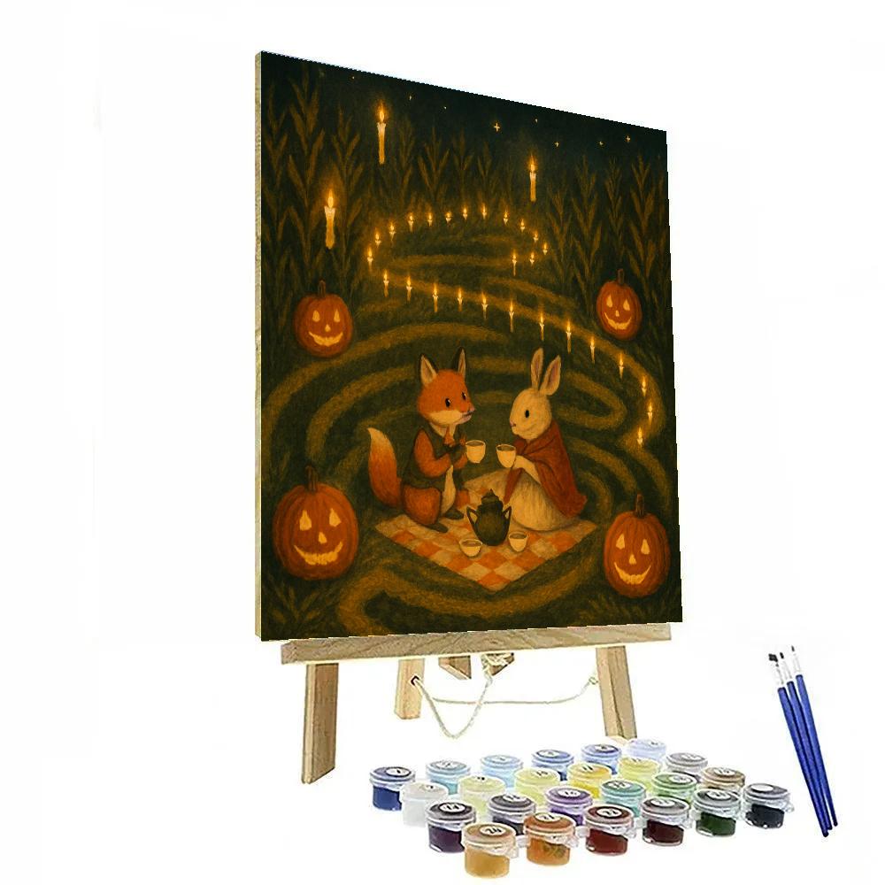 Candlelit Corn Maze Tea Picnic painting number kit