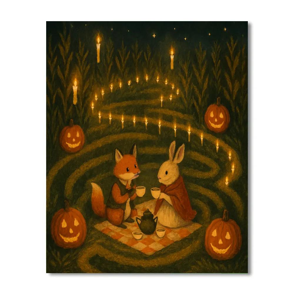 Candlelit Corn Maze Tea Picnic painting number kit