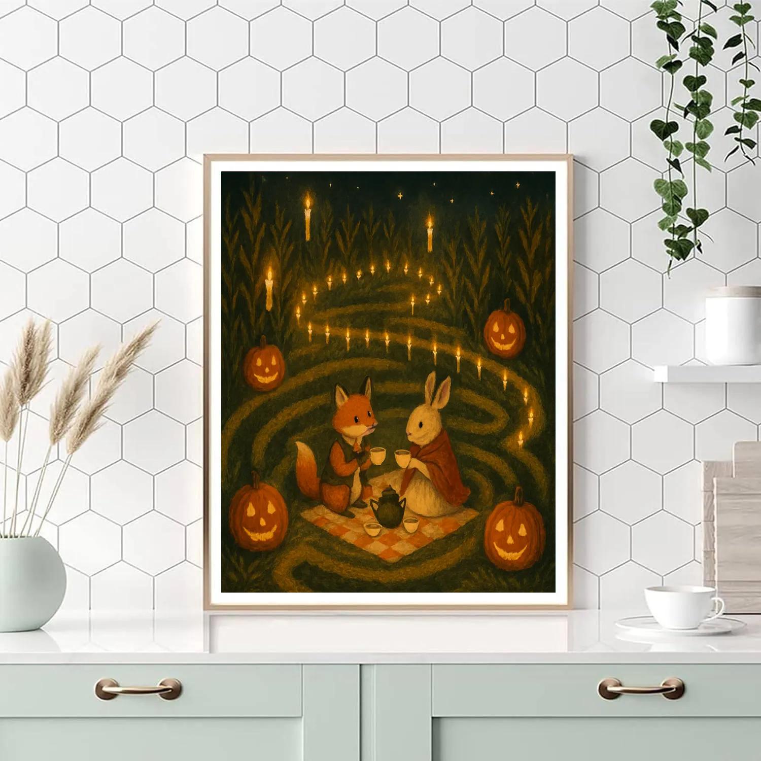 Candlelit Corn Maze Tea Picnic painting number kit