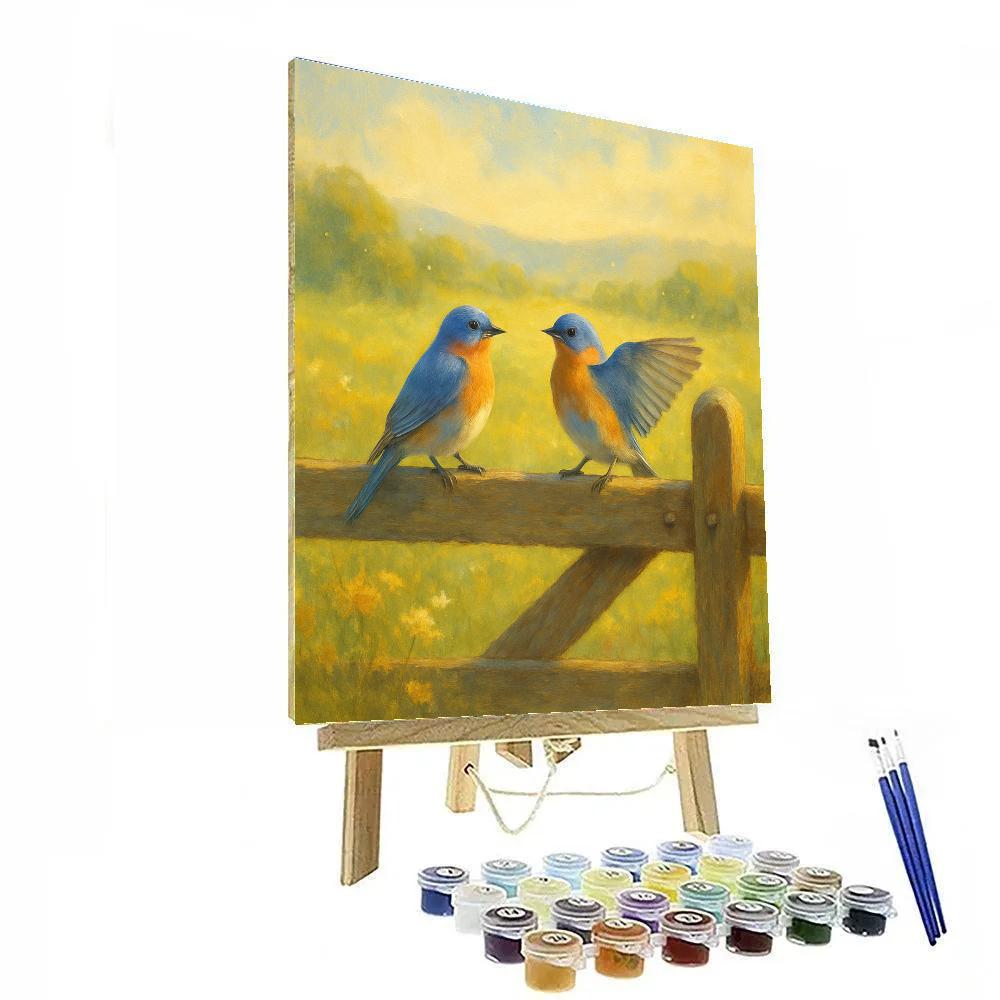 Meadow Gate Bluebirds And Wildflower Breeze Paint by numbers kits