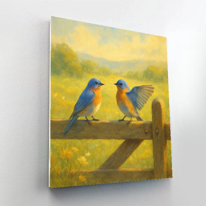 Meadow Gate Bluebirds And Wildflower Breeze Paint by numbers kits