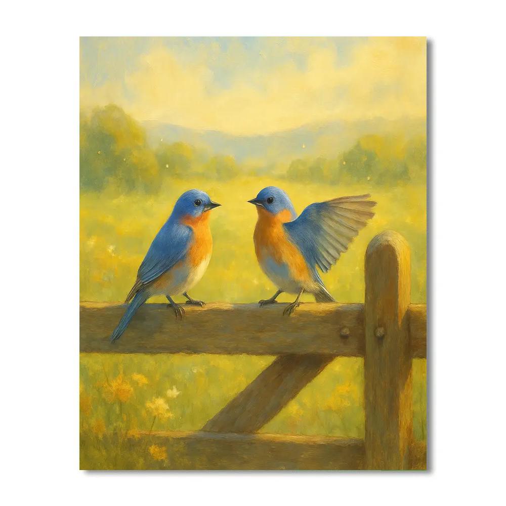 Meadow Gate Bluebirds And Wildflower Breeze Paint by numbers kits