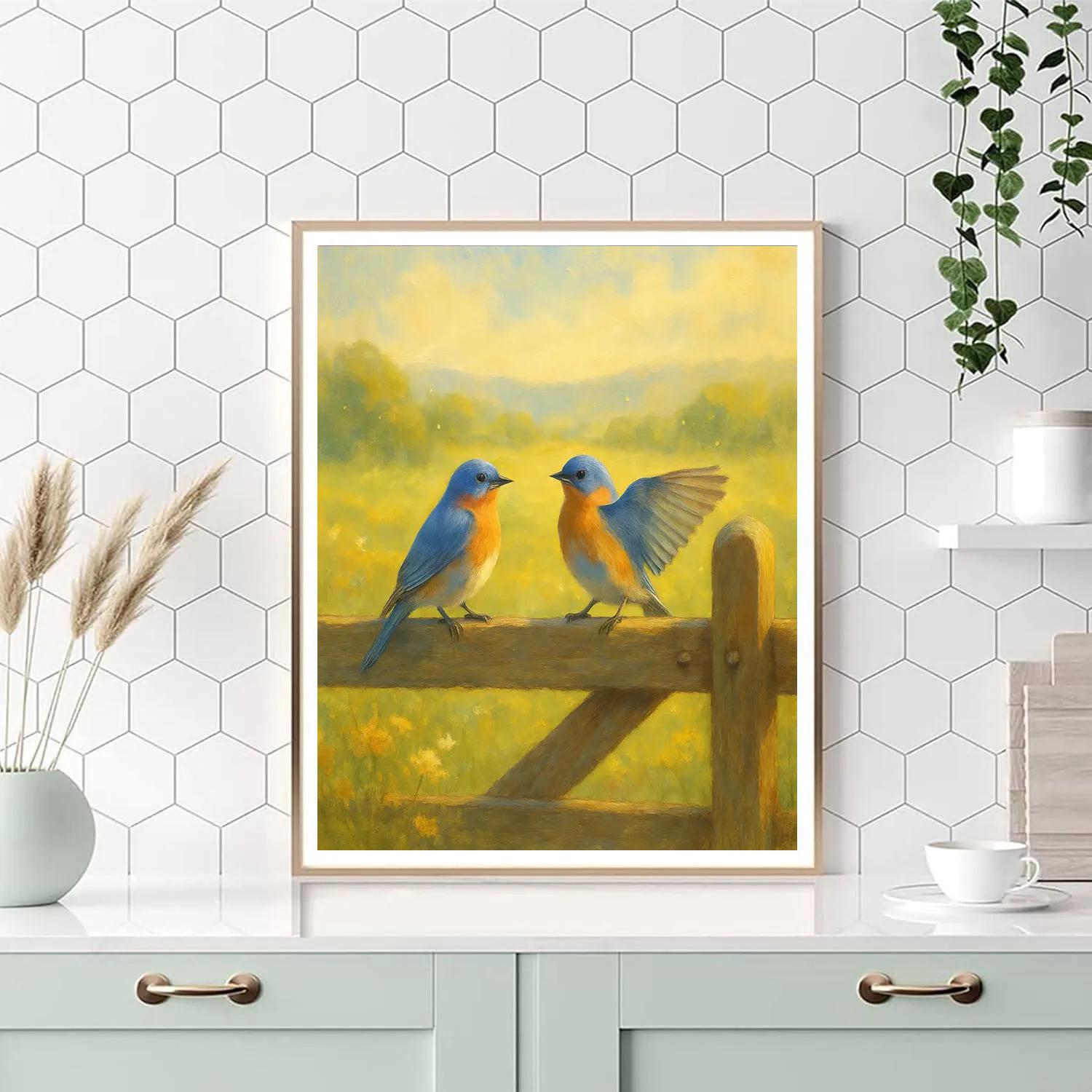 Meadow Gate Bluebirds And Wildflower Breeze Paint by numbers kits