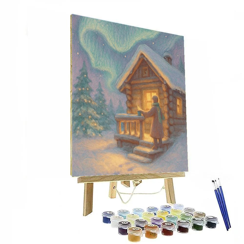 Aurora Cabin With Knit Blanket Sky Number painting