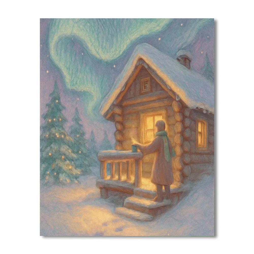 Aurora Cabin With Knit Blanket Sky Number painting