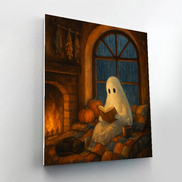 Autumn Window Nook With Friendly Specter Paint by numbers art