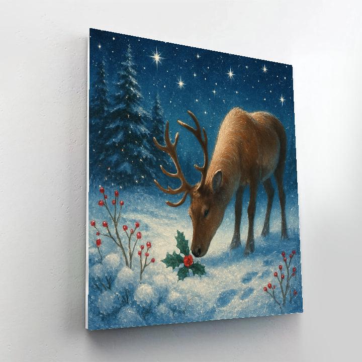 Reindeer Meadow Under Falling Stardust Numbered painting kits