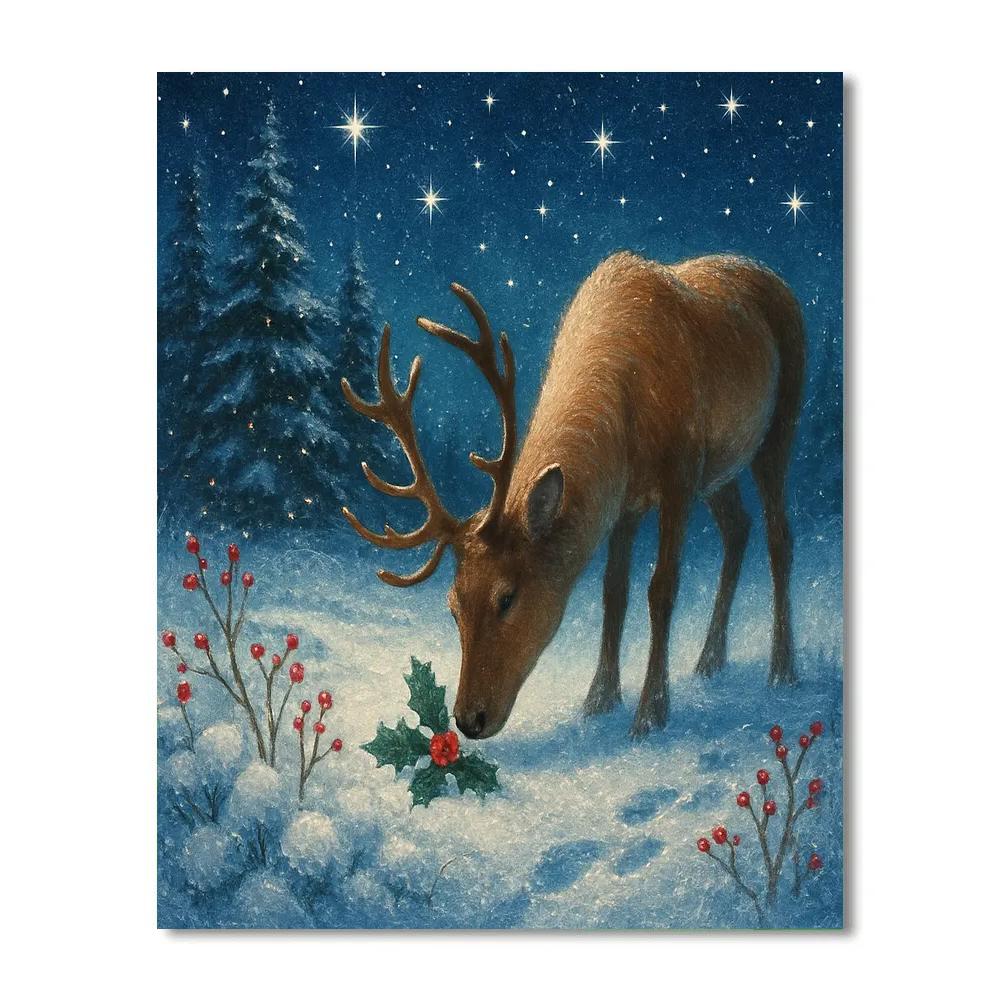 Reindeer Meadow Under Falling Stardust Numbered painting kits
