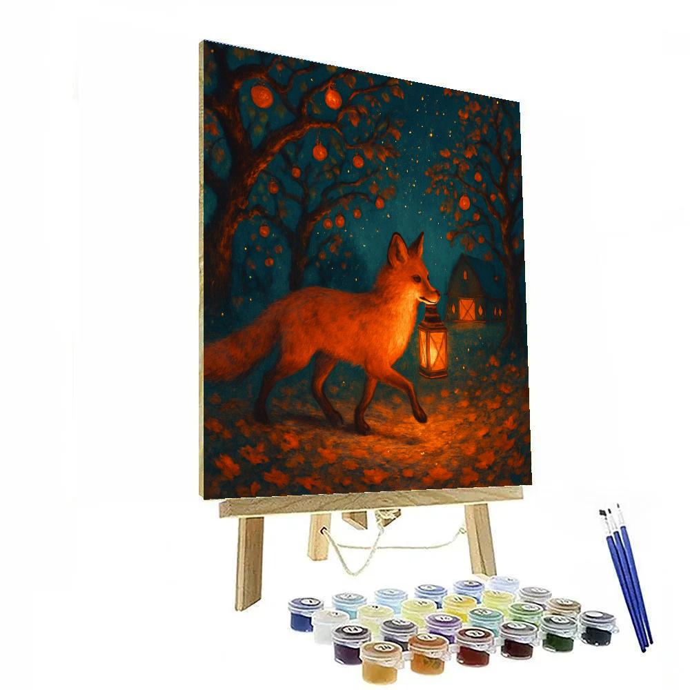 The Lantern Fox And The Starfall Orchard paint by color