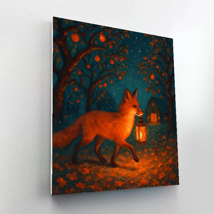 The Lantern Fox And The Starfall Orchard paint by color