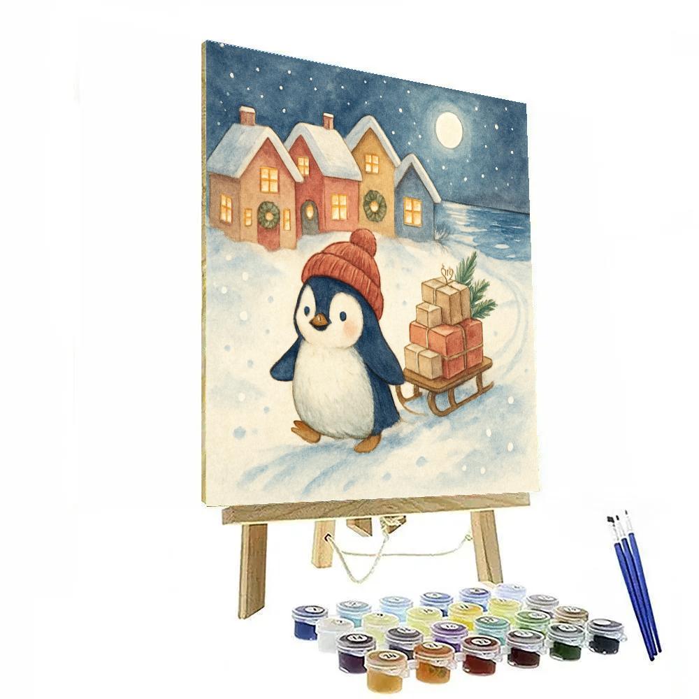 Penguin Postman Winter Delivery paint by color