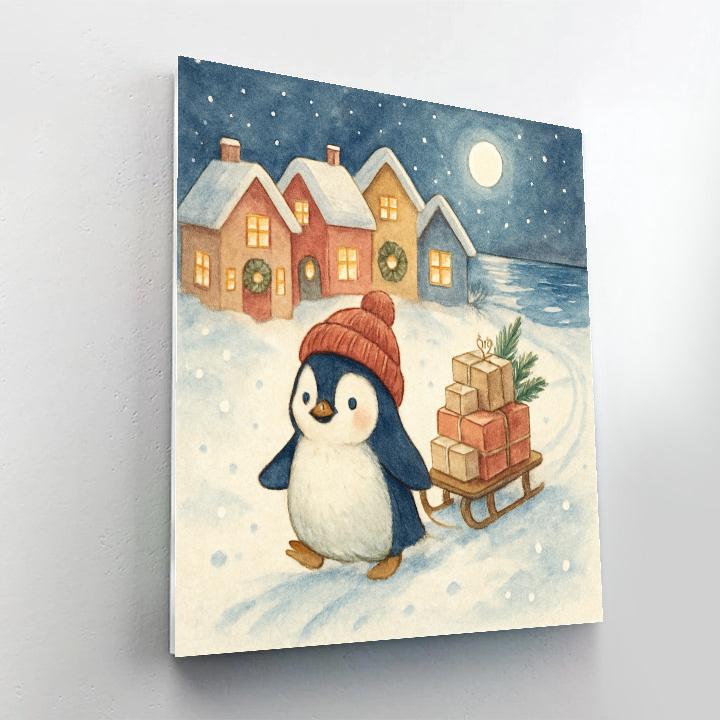 Penguin Postman Winter Delivery paint by color