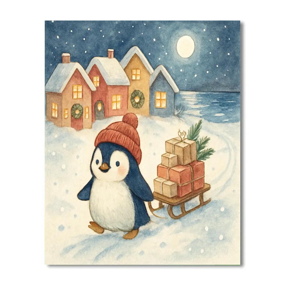 Penguin Postman Winter Delivery paint by color