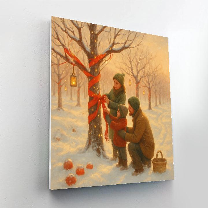 Frosted Orchard With Ribboned Trees Paint by numbers art