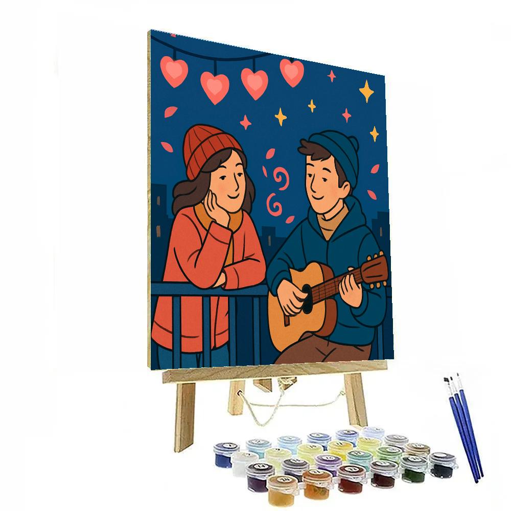 Valentines Day Starlit Rooftop Serenade paint by numbers