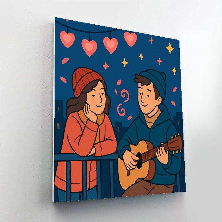 Valentines Day Starlit Rooftop Serenade paint by numbers