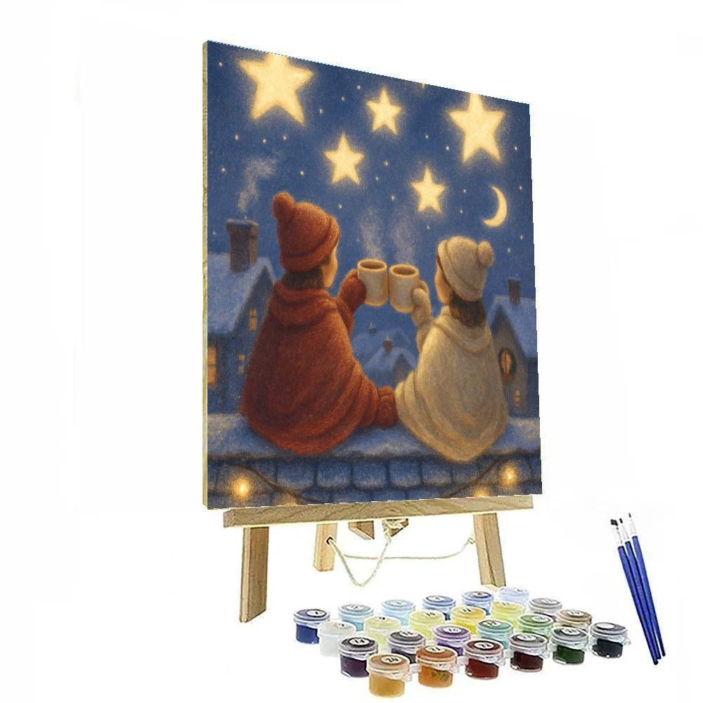 Starry Cocoa Night On The Rooftop DIY paint by numbers