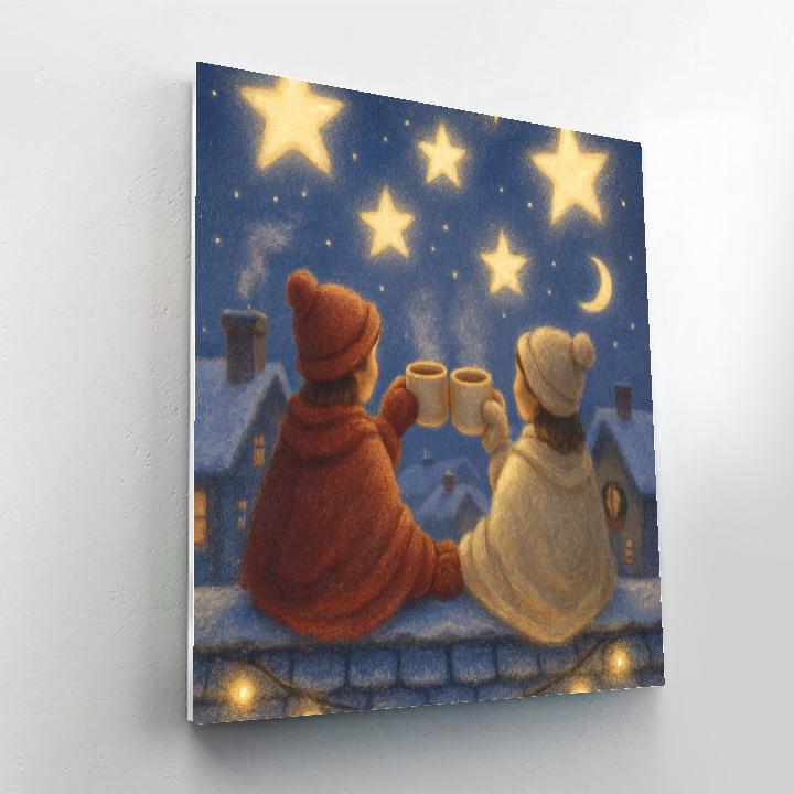 Starry Cocoa Night On The Rooftop DIY paint by numbers