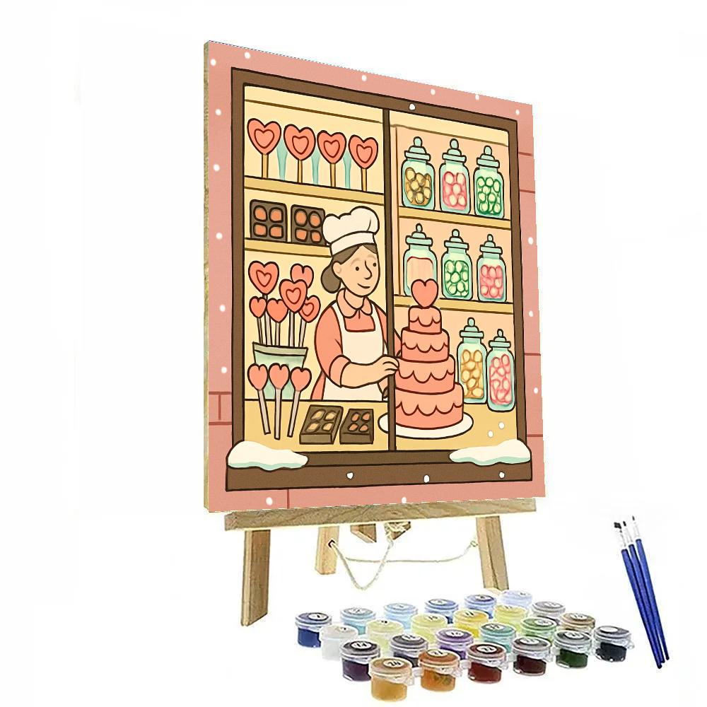 Candy Shop Window On Valentines Day painting number kit
