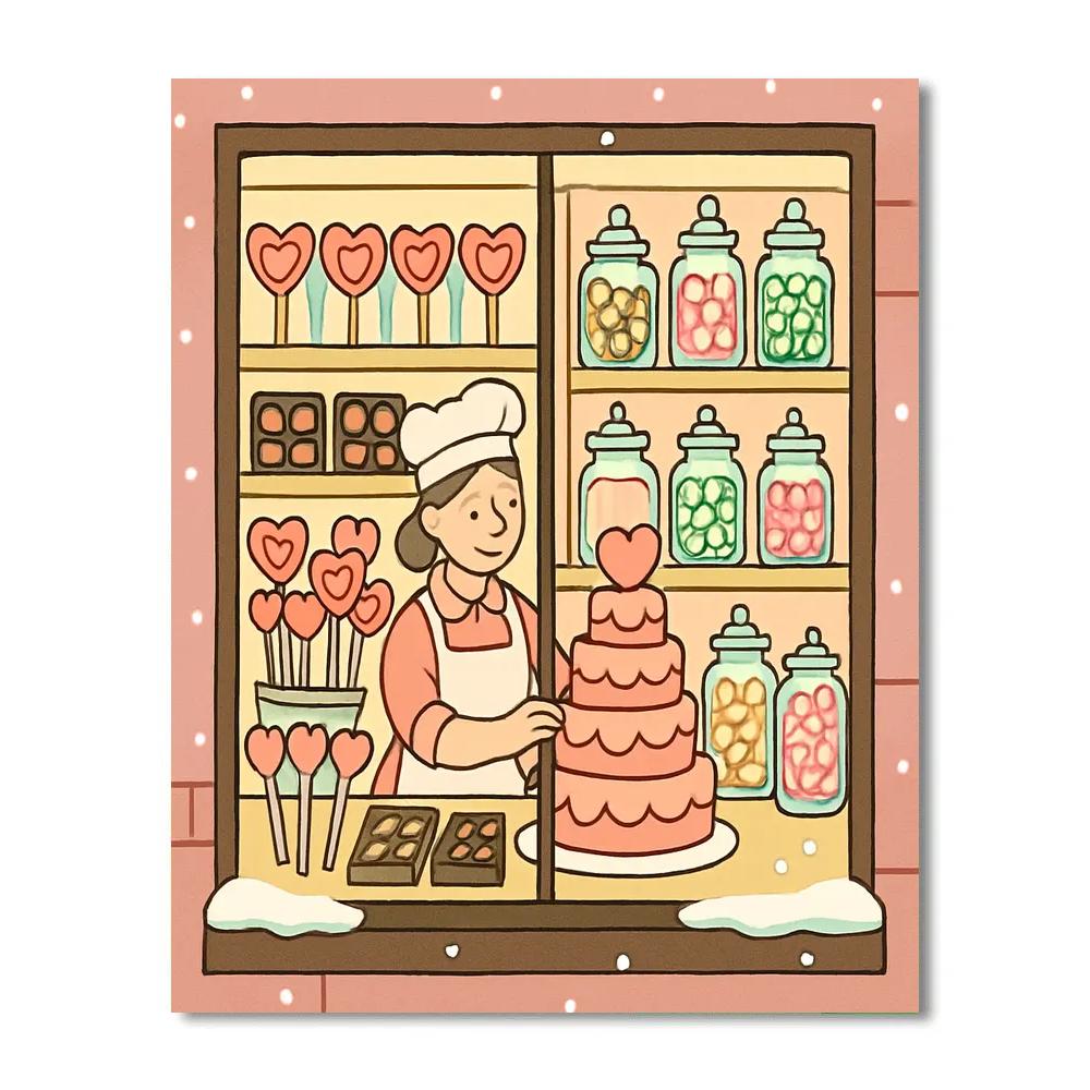 Candy Shop Window On Valentines Day painting number kit