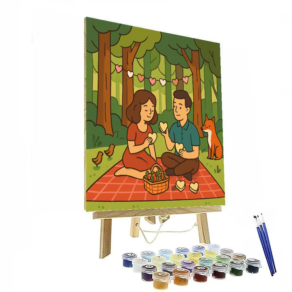 Hidden Forest Picnic Valentines Day Gathering Paint by numbers kits