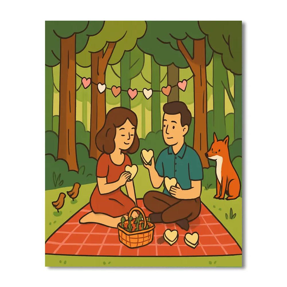 Hidden Forest Picnic Valentines Day Gathering Paint by numbers kits