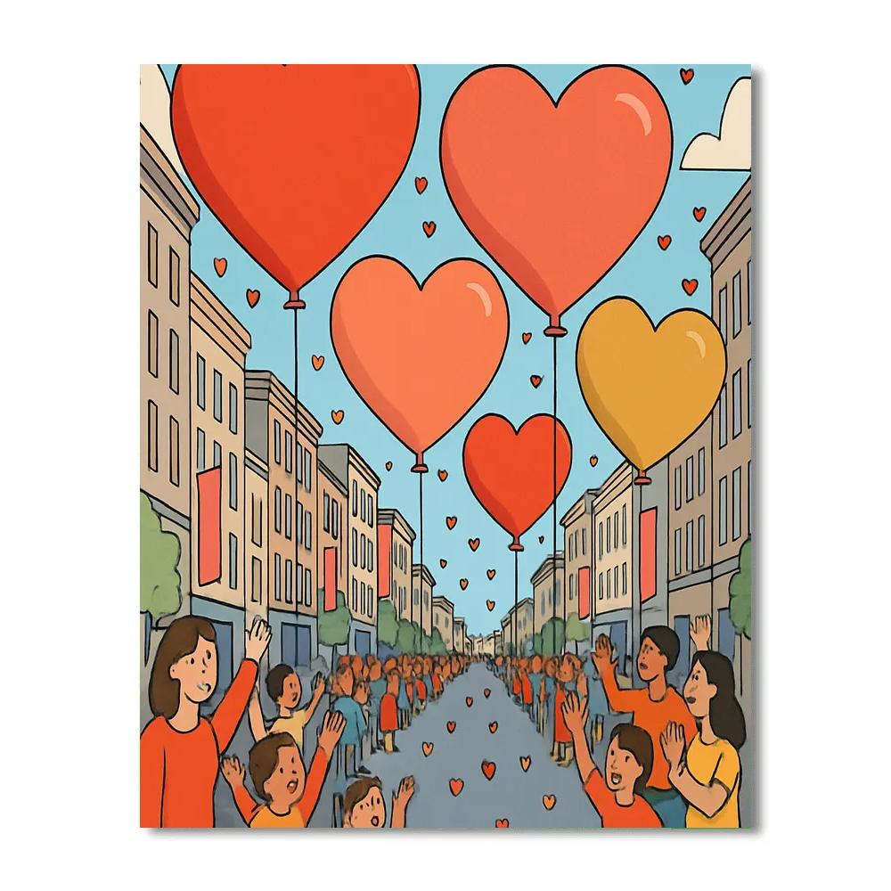 Valentines Day Balloon Parade Boulevard Numbered painting kits