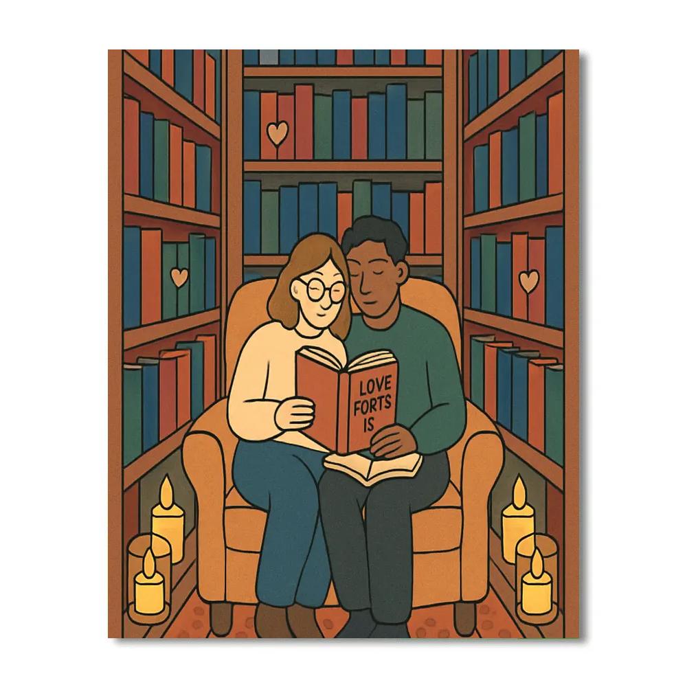 Candlelit Library Escape On Valentines Day DIY paint by numbers