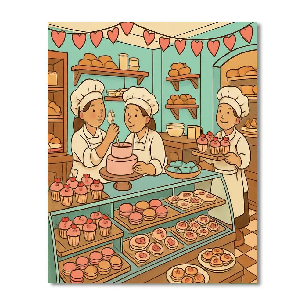 Valentines Day Bakery Of Sweet Wishes painting number kit